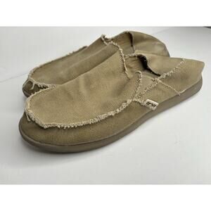 Crocs Santa Cruz Casual Shoes Mens Size 13 Tan Canvas Distressed Slip On Comfort